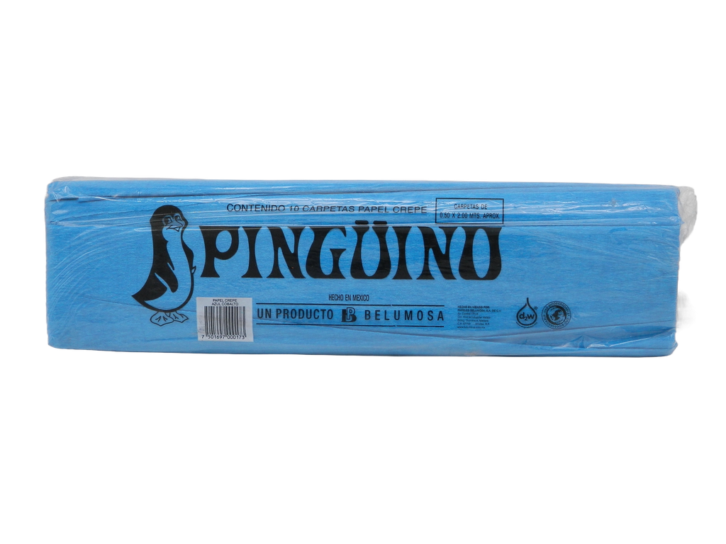 1 pliego de papel crepe pingüino, azul cobalto