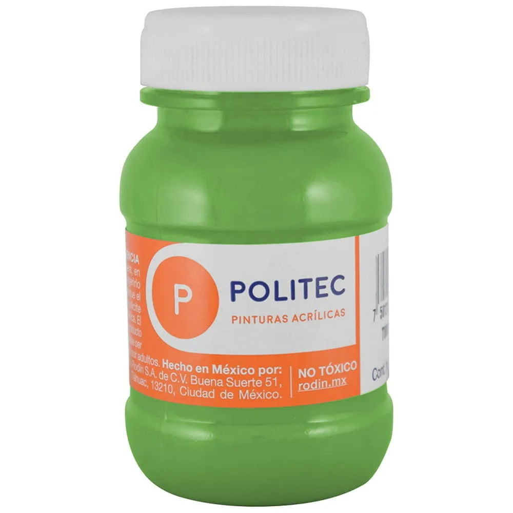 Caja De Pintura Acrílica Politec Verde Hoja 328 / 100 Ml / 6 Piezas