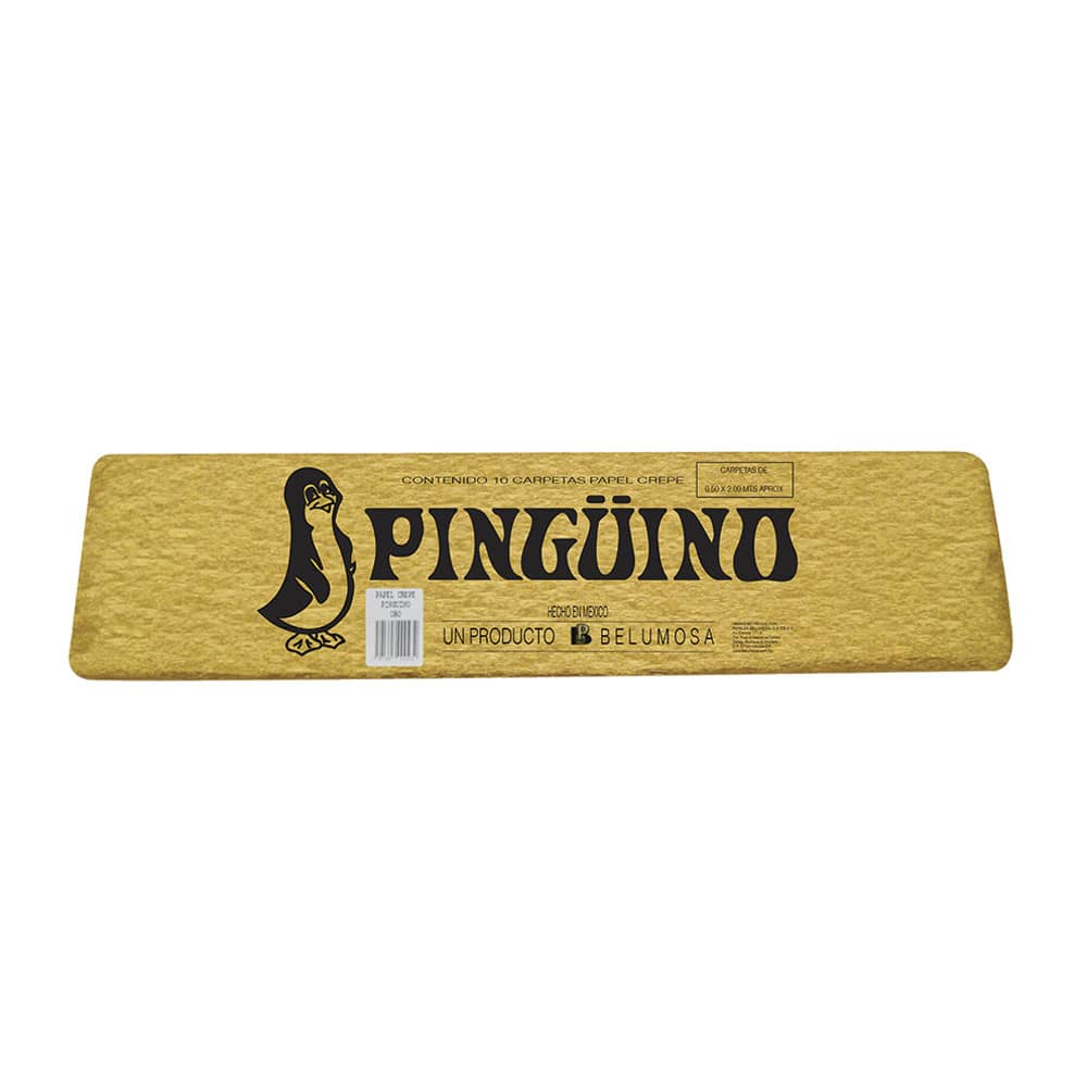 1 pliedo de papel crepe pingüino, oro