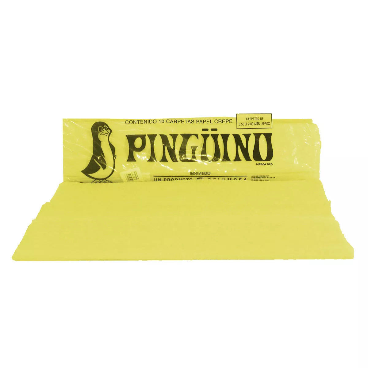 1 pliego de papel crepe marca pingüino, amarillo canario