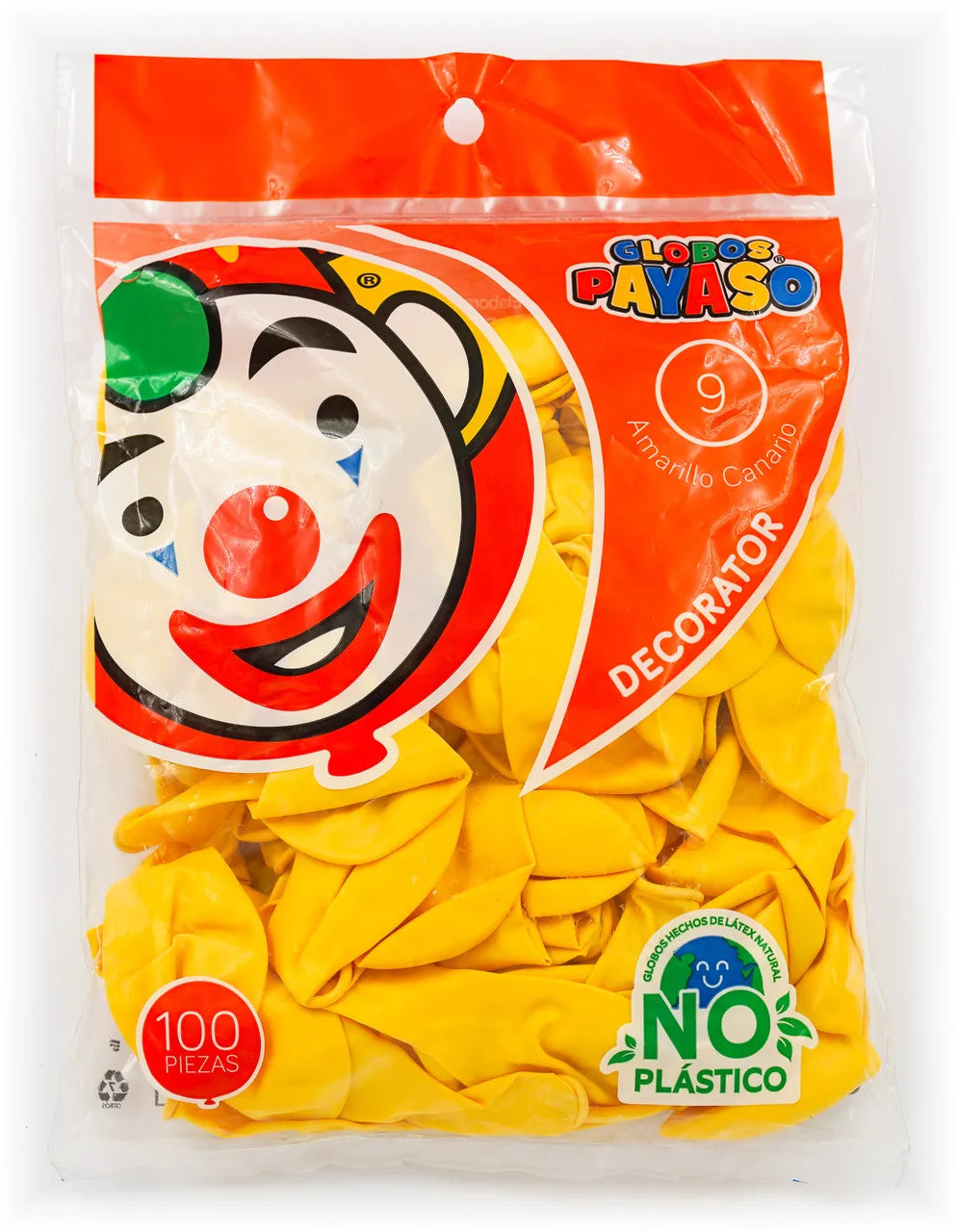 paquete de Globos Payaso #9 amarillo canario 100 piezas