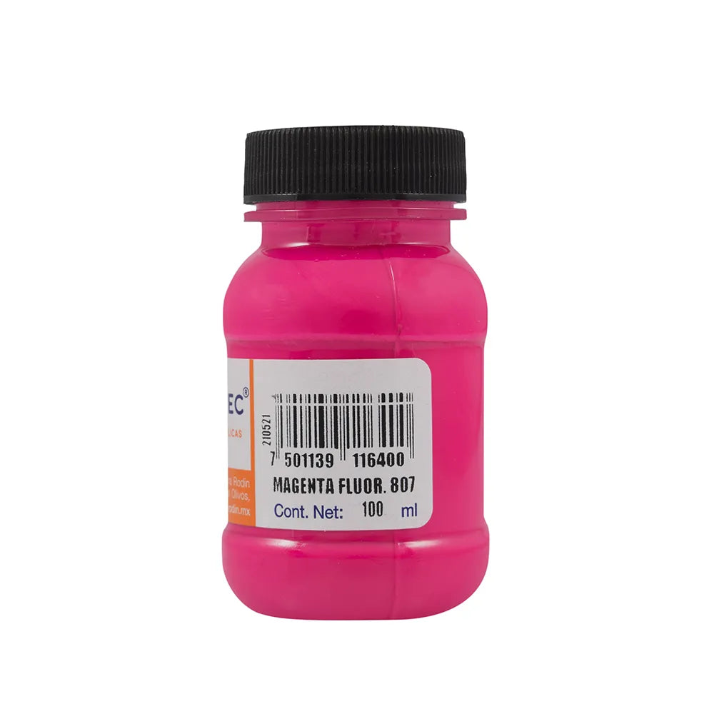Caja de Pintura Acrílica Politec Fluorescente Magenta 807 / 100ml / 6 piezas
