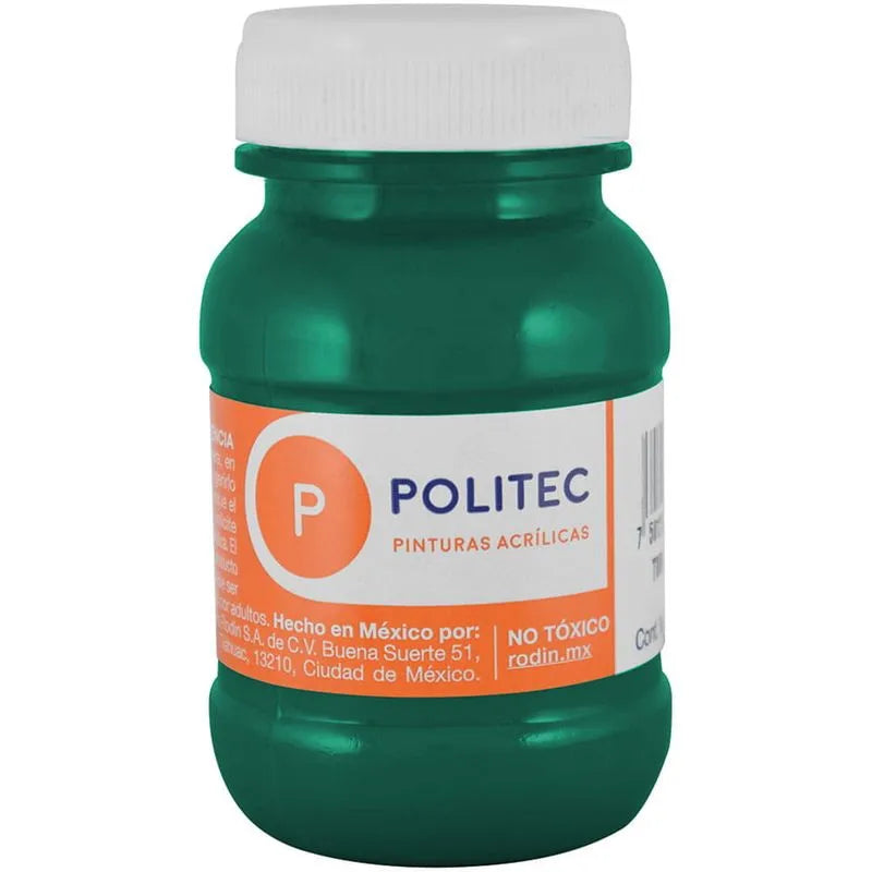 Caja De Pintura Acrílica Politec Verde Oscuro 306 / 100 Ml / 6 Piezas
