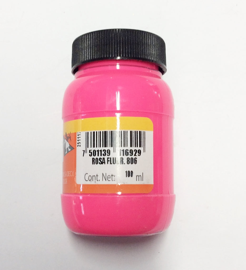 Caja de Pintura Acrílica Politec Fluorescente Rosa 806 / 100ml / 6 piezas