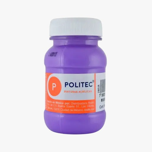Caja De Pintura Acrílica Politec Morado 334 / 100 Ml / 6 Piezas