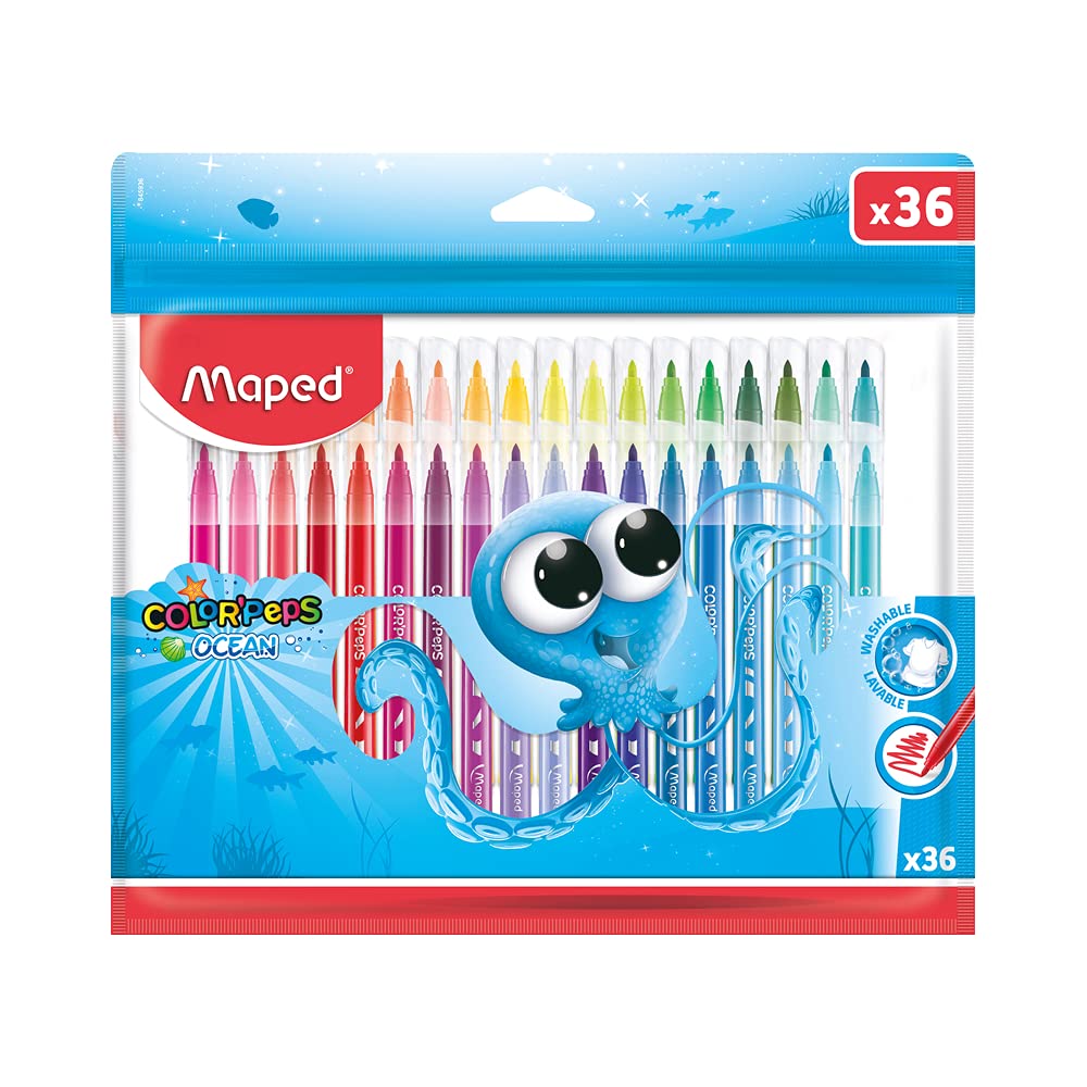 1 paquete de plumones con colores vivos y pasteles de 36 piezas MAPED