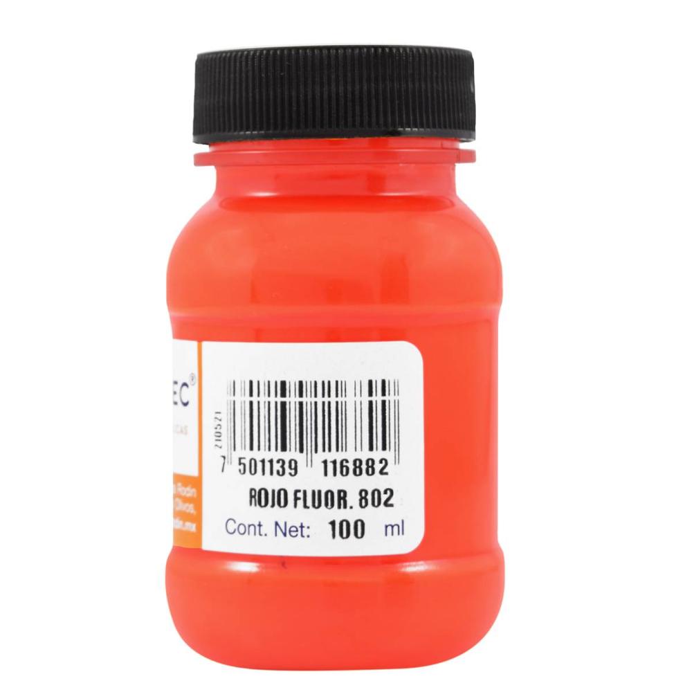 Caja de Pintura Acrílica Politec Fluorescente Rojo 802 / 100ml / 6 piezas