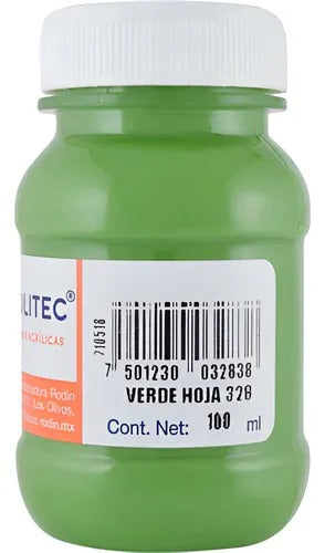 Caja De Pintura Acrílica Politec Verde Hoja 328 / 100 Ml / 6 Piezas