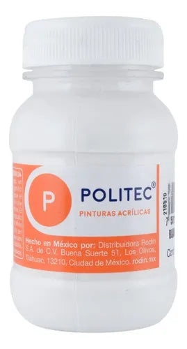 Caja De Pintura Acrílica Politec Blanco Titanio 301 / 100 Ml / 6 Piezas