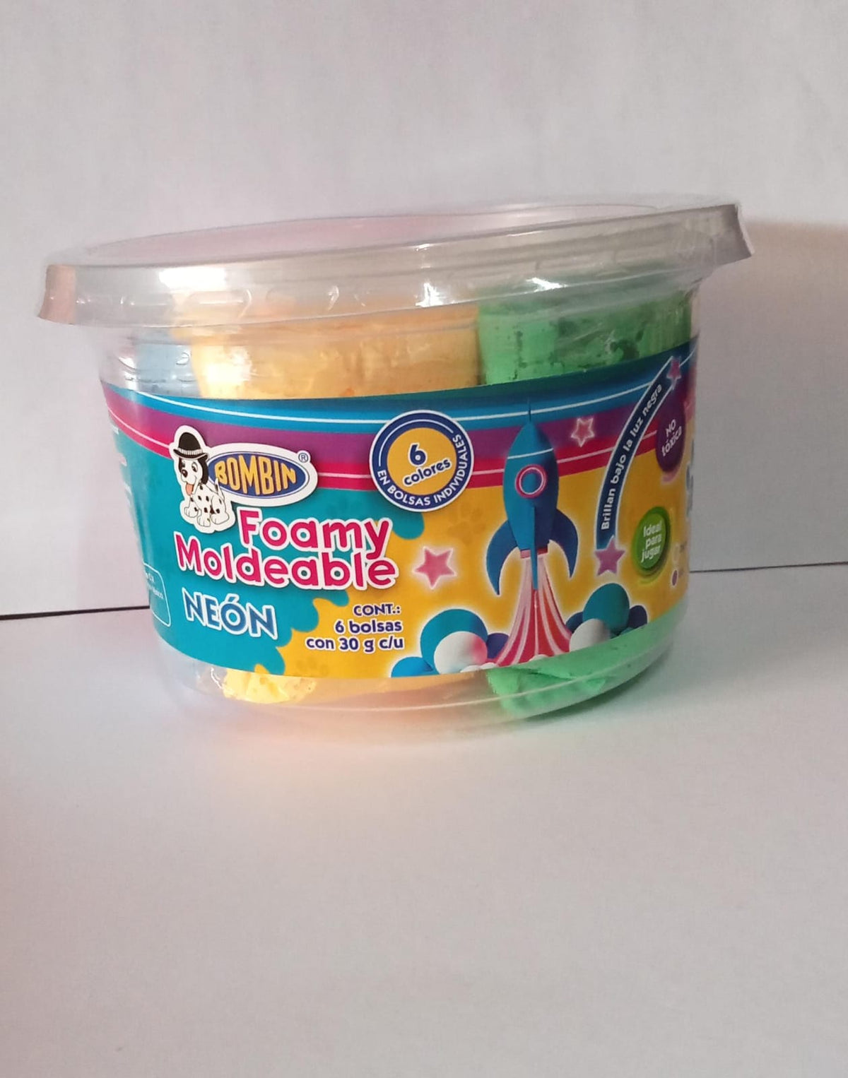 Foamy moldeable neon 6 bolsas con 30 g c/u BOMBIN