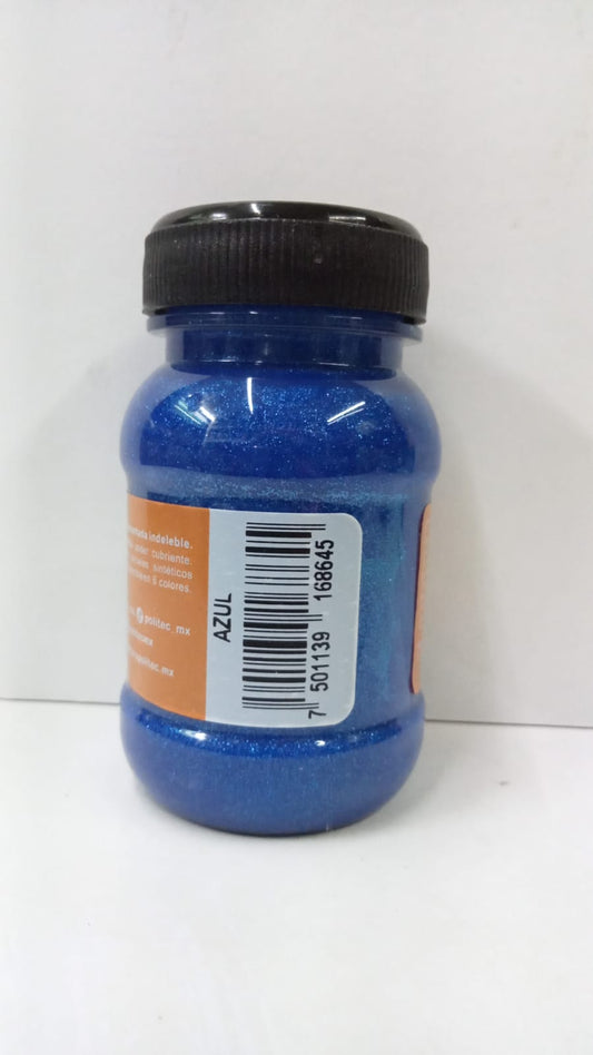 Caja de Pintura Acrílica Politec Diamantada Azul / 100ml / 6 piezas