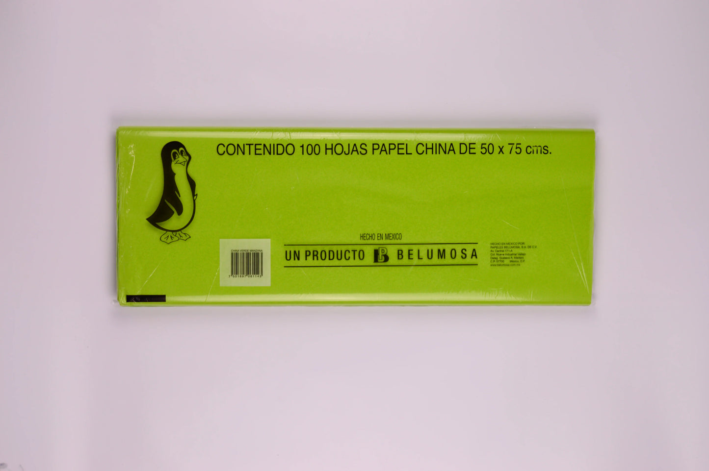 1 pliego de papel china verde manzana