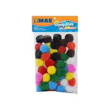 Pompon de 38 mm 50 piezas colores surtidos MAE