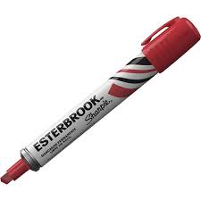 Marcador permanente punta cincel una punta rojo ESTERBOOK SHARPIE / 12