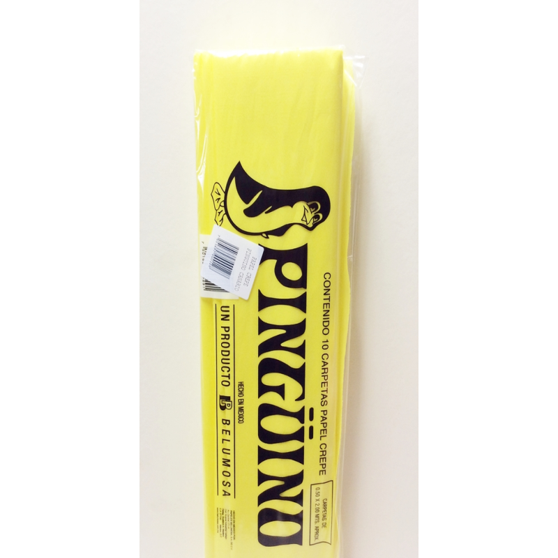 1 pliego de papel crepe marca pingüino, amarillo canario