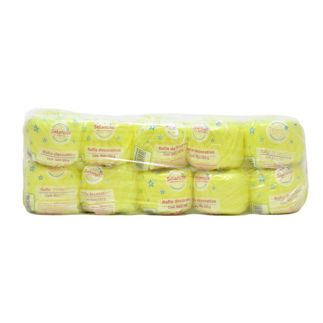 Rafia Selanusa Amarillo Fluorescente 156 - Paquete de 10 piezas de 100 g