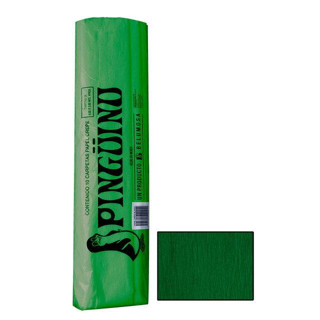 1 pliego de papel crepe pingüino, verde bandera