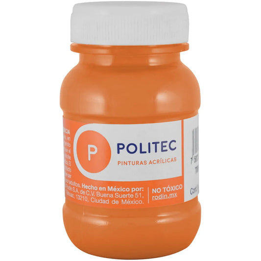 Caja De Pintura Acrílica Politec Naranja 308 / 100 Ml / 6 Piezas