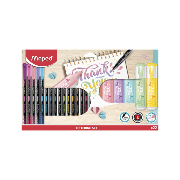Set Lettering 22 Maped 16 Rotuladores 6 Marcadores | Papelería Cascabelito