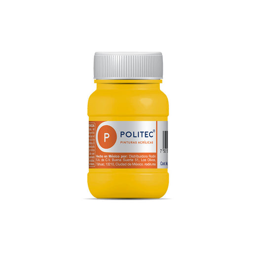 Caja De Pintura Acrílica Politec Amarrillo Medio 318 / 100 Ml / 6 Piezas