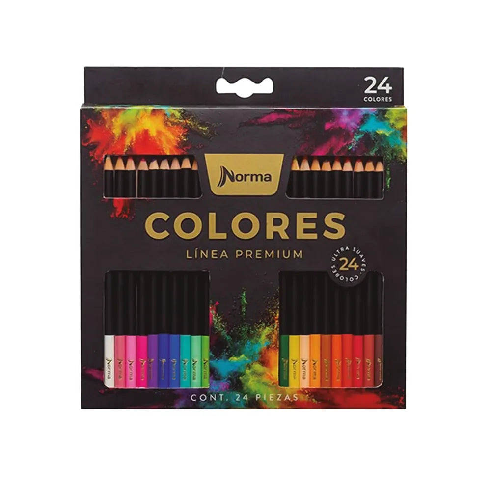 Colores Intensos Norma Linea Premium 24 Piezas | Papelería Cascabelito