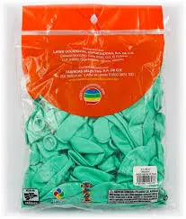 Paquete De Globos Payaso #9 Verde Menta 100 Piezas