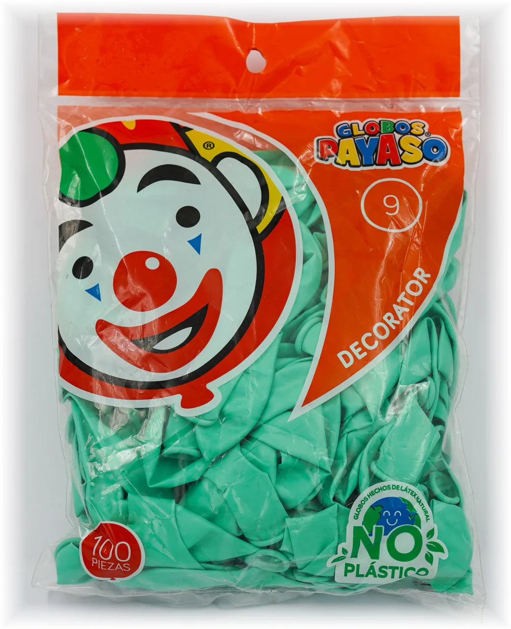Paquete De Globos Payaso #9 Verde Menta 100 Piezas