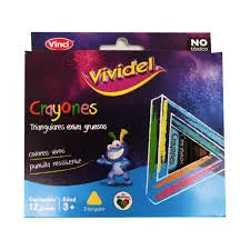 Crayones Triangulares Extra Gruesos 12 piezas Vividel