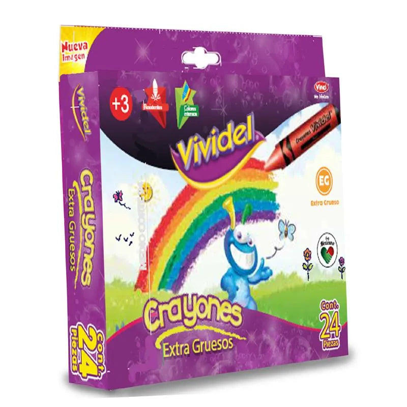 Crayones Extra Gruesos 24 piezas Vividel