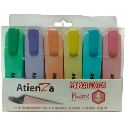 1 Paquete Con 6 Marcatextos Pastel Atienza