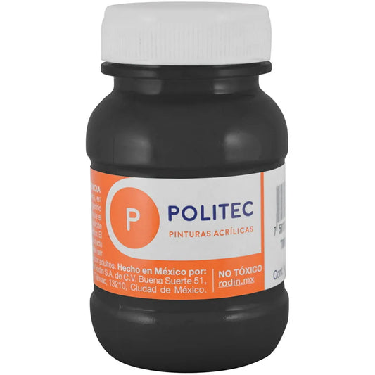 Caja De Pintura Acrílica Politec Negro Intenso 302 / 100 Ml / 6 Piezas
