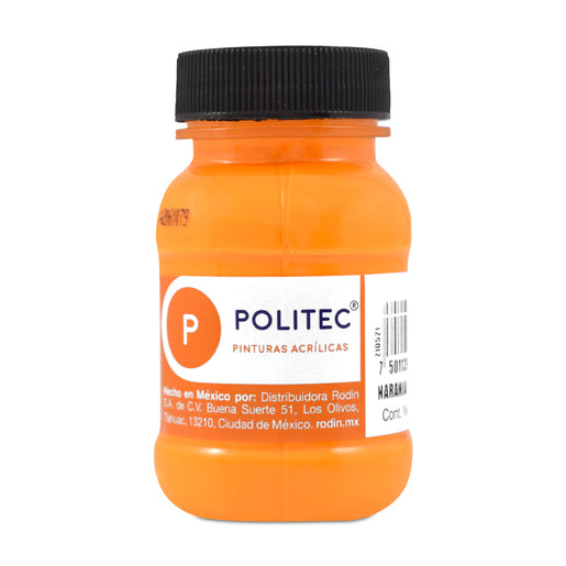 Caja de Pintura Acrílica Politec Fluorescente Naranja  803 / 100ml / 6 piezas