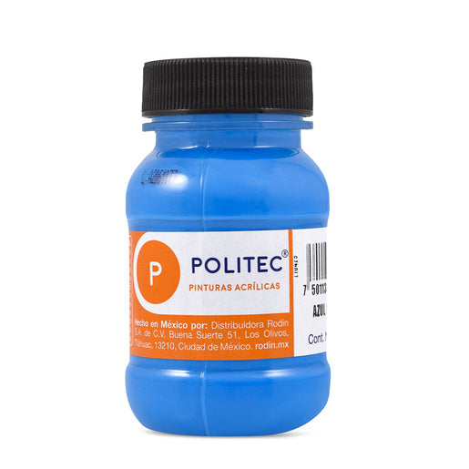 Caja de Pintura Acrílica Politec Fluorescente azul  805 / 100ml / 6 piezas