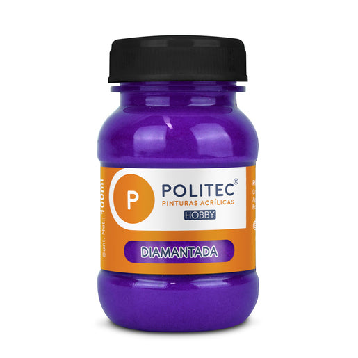 Caja de Pintura Acrílica Politec Diamantada morado / 100ml / 6 piezas
