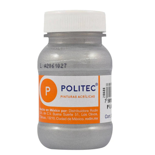 Caja de Pintura Acrílica Politec Metalica Plata 701  / 100 Ml / 1 Pieza