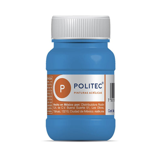 Caja De Pintura Acrílica Politec Azul Celeste 313 / 100 Ml / 6 Piezas