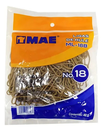 Ligas De Hule Natural No.18 Mae Bolsa De 80g | Papelería Cascabelito