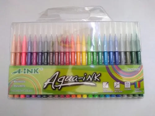 1 paquete de plumones colores intensos con 24 piezas A-INK