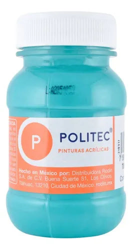Caja De Pintura Acrílica Politec Turquesa 324 / 100 Ml / 6 Piezas