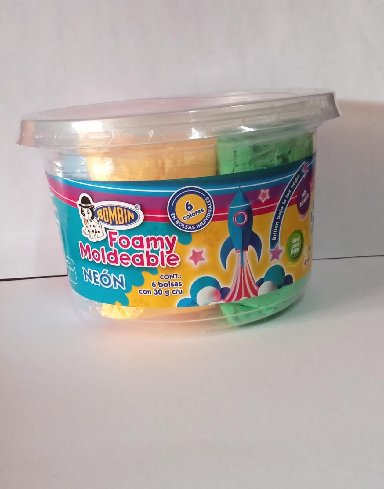 Foamy moldeable neon 6 bolsas con 30 g c/u BOMBIN
