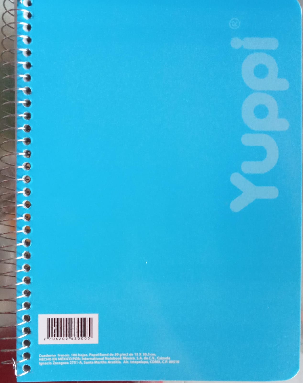 Cuaderno de raya forma frances 100 hojas un aro YUPPI