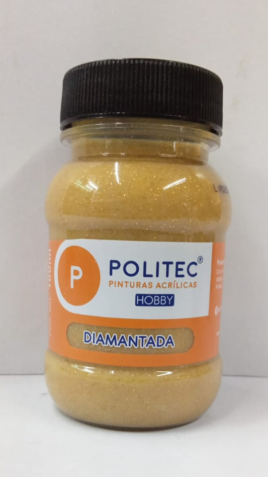 Caja de Pintura Acrílica Politec Diamantada oro / 100ml / 6 piezas