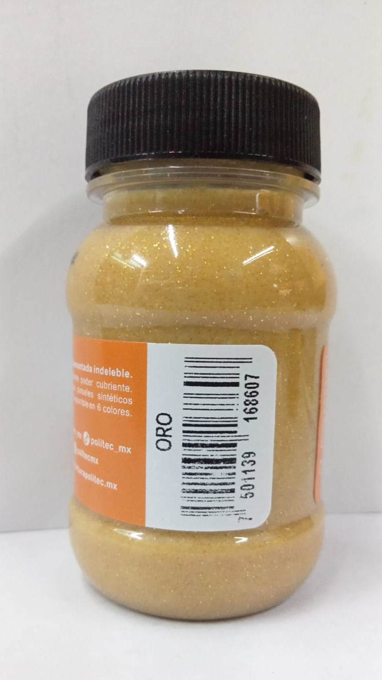 Caja de Pintura Acrílica Politec Diamantada oro / 100ml / 6 piezas