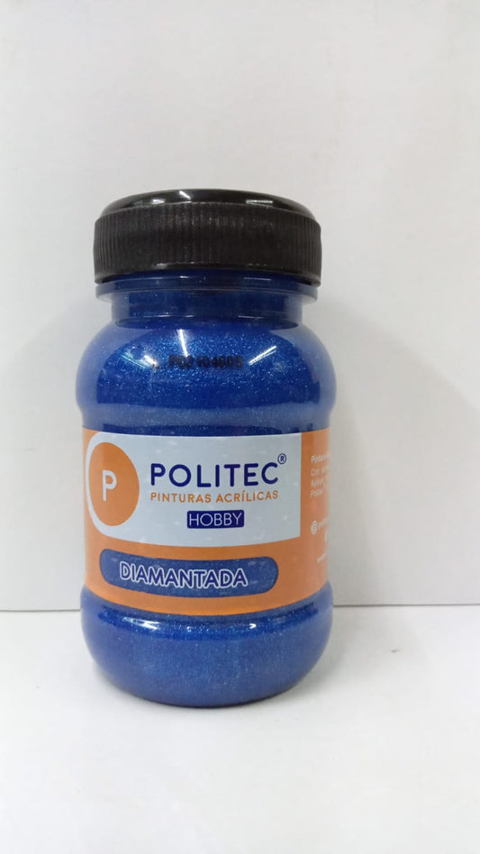 Caja de Pintura Acrílica Politec Diamantada Azul / 100ml / 6 piezas