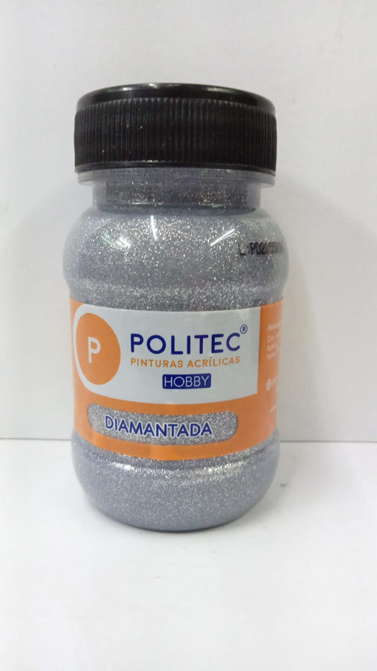 Pintura Acrílica Politec Diamantada Plata / 100ml / 1 pieza