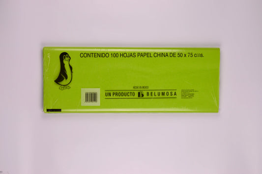 1 pliego de papel china verde manzana