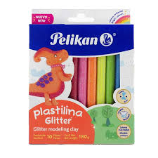 Plastilina en barrita con 10 piezas de 180 g c/u glitter PELIKAN