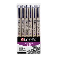 Set de estilografo con 6 piezas negro PIGMA MICRON