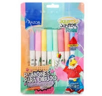 1 paquete de plumones para dibujo con 8 piezas colores pastel AZOR