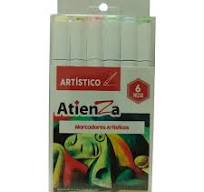1 paquete de marcadores artisticos con 6 piezas colores pastel Atienza